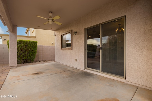 view of patio / terrace featuring ceiling fan