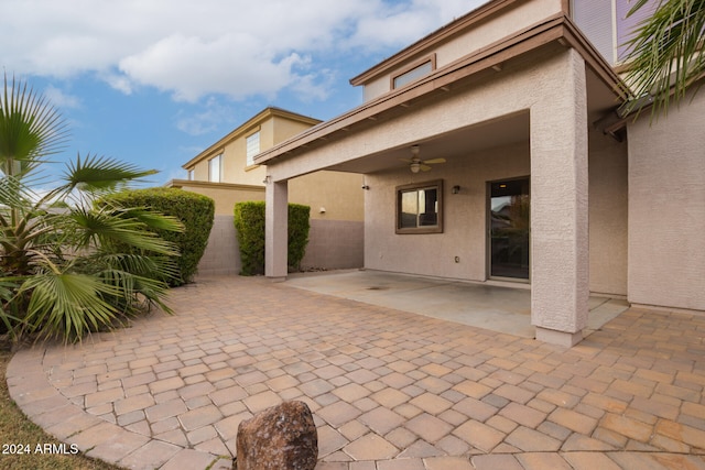 view of patio / terrace featuring ceiling fan