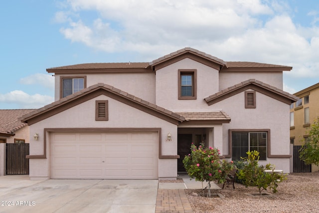 view of front of property featuring a garage