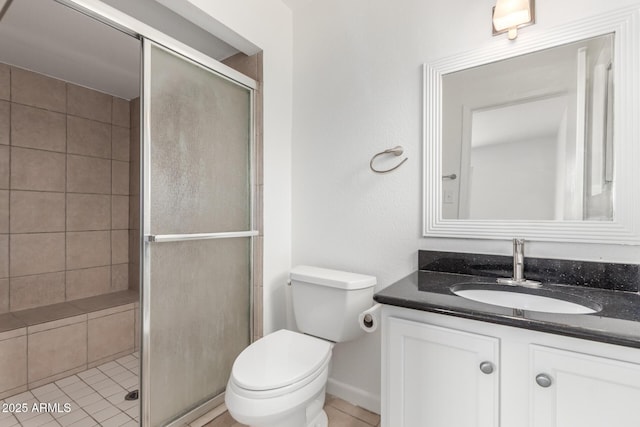 1515 N Saguaro Dr, Tempe, AZ 85288 - bathroom featuring a shower stall, vanity, and toilet