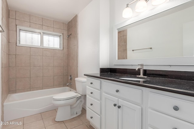 1515 N Saguaro Dr, Tempe, AZ 85288 - full bathroom with tile patterned floors, toilet, washtub / shower combination, and vanity