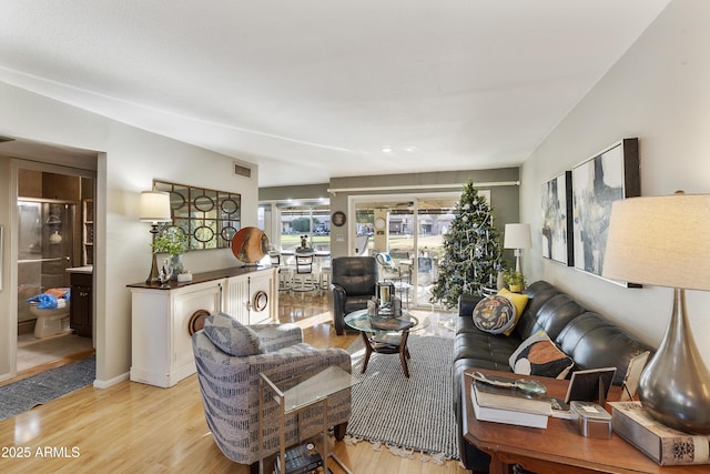 living room featuring light wood-type flooring