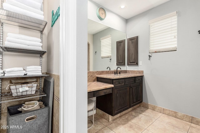 9753 E Suncrest Rd, Scottsdale, AZ 85262 - bathroom featuring vanity, tile patterned floors, and recessed lighting