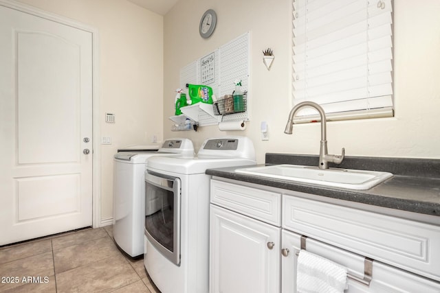 9753 E Suncrest Rd, Scottsdale, AZ 85262 - washroom with a sink, independent washer and dryer, and light tile patterned flooring