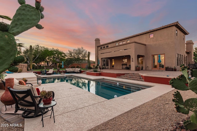 9753 E Suncrest Rd, Scottsdale, AZ 85262 - pool at dusk with a patio