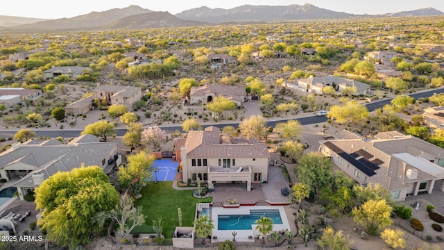 9753 E Suncrest Rd, Scottsdale, AZ 85262 - aerial view of residential area featuring mountains and a pool