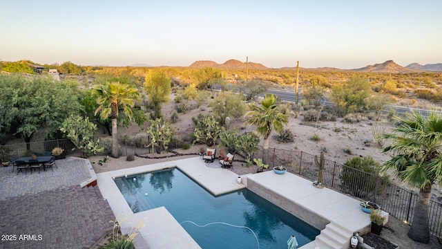 9753 E Suncrest Rd, Scottsdale, AZ 85262 - view of pool featuring a mountain view and a patio
