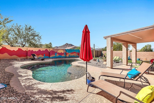 view of swimming pool featuring a patio