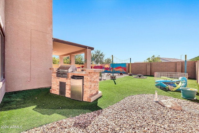 view of yard featuring area for grilling