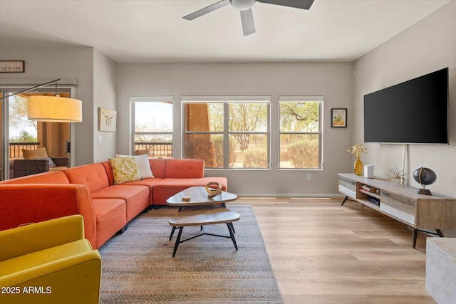 19700 N 76th St Unit 1038, Scottsdale, AZ 85255 - living room with wood finished floors and a ceiling fan