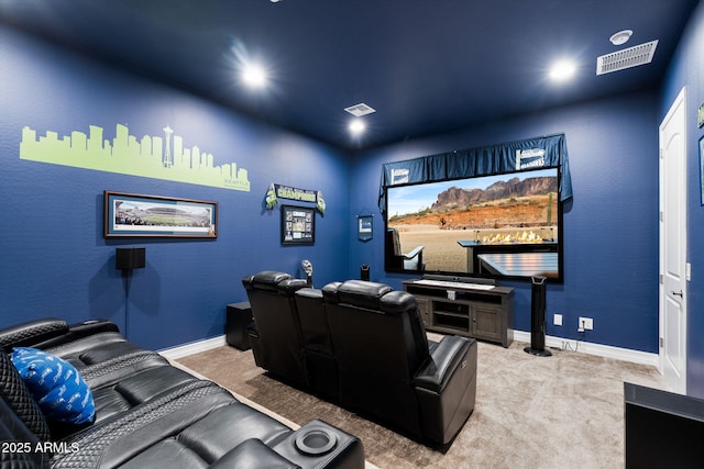 view of carpeted home theater room