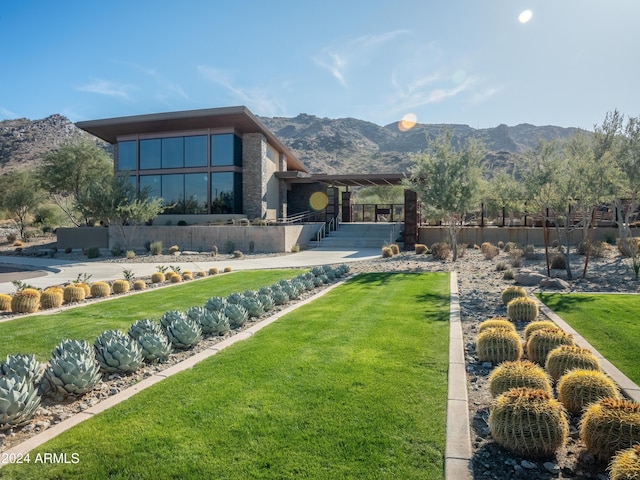 exterior space with a mountain view