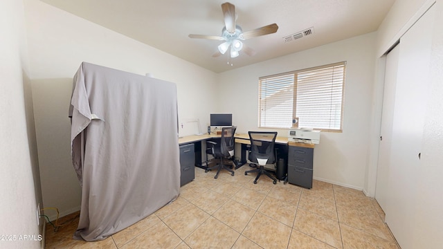 884 W 15th Ave, Apache Junction, AZ 85120 - office featuring a ceiling fan, light tile patterned floors, and baseboards