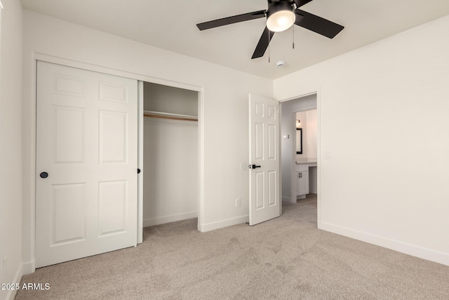 8928 E Crescent Ave, Mesa, AZ 85208 - unfurnished bedroom featuring carpet, baseboards, a closet, and a ceiling fan