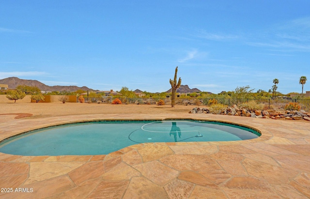 10239 N 125th St, Scottsdale, AZ 85259 - view of pool with a fenced backyard, a mountain view, and a patio