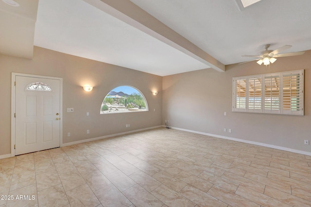 10239 N 125th St, Scottsdale, AZ 85259 - foyer with ceiling fan, beamed ceiling, and baseboards