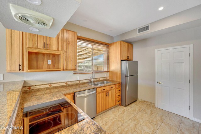 10239 N 125th St, Scottsdale, AZ 85259 - kitchen featuring stainless steel appliances, a sink, light countertops, and open shelves