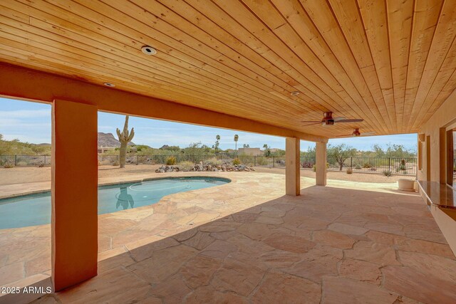 10239 N 125th St, Scottsdale, AZ 85259 - view of patio / terrace with a fenced backyard and a ceiling fan