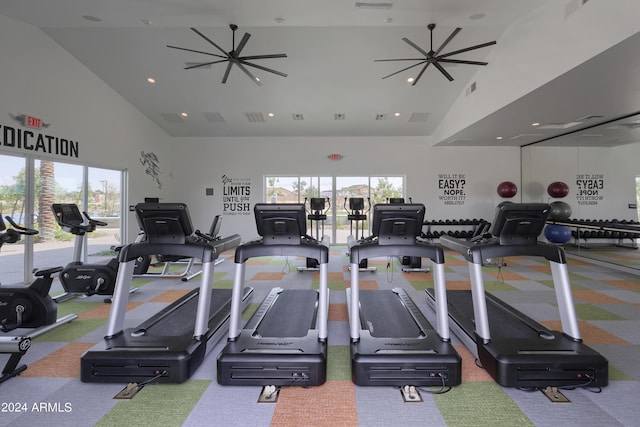 13259 N 145th Ln, Surprise, AZ 85379 - workout area featuring a wealth of natural light, high vaulted ceiling, and visible vents