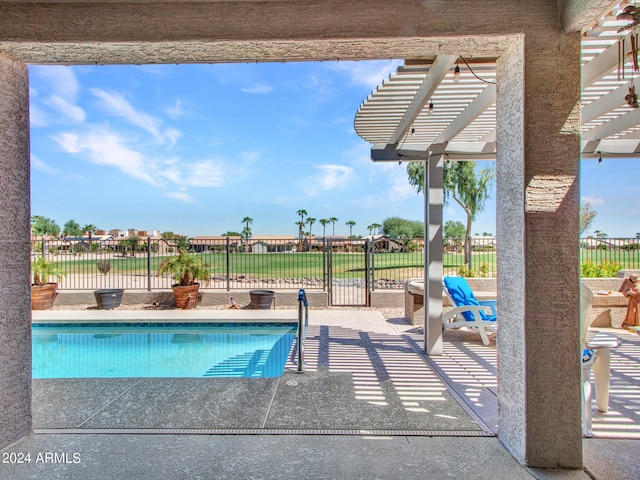 view of pool featuring a pergola and a patio area