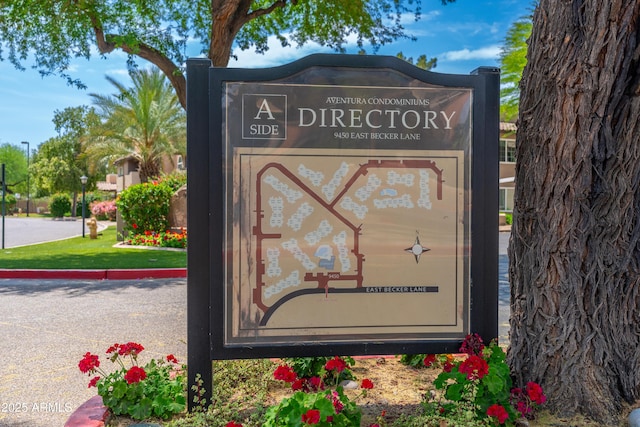 view of community sign