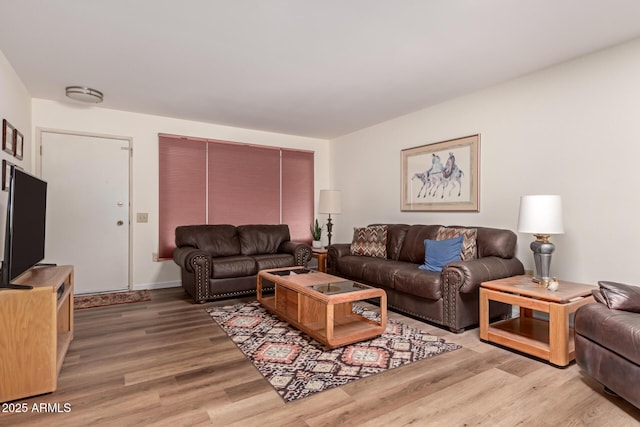 living area with light wood-type flooring