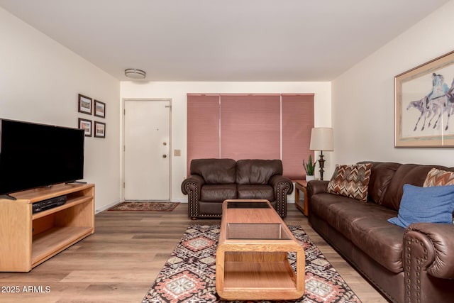 living room with light wood-type flooring