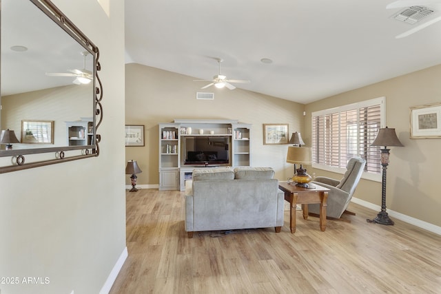 9216 E Rocky Lake Dr, Sun Lakes, AZ 85248 - living room with visible vents, a ceiling fan, and baseboards