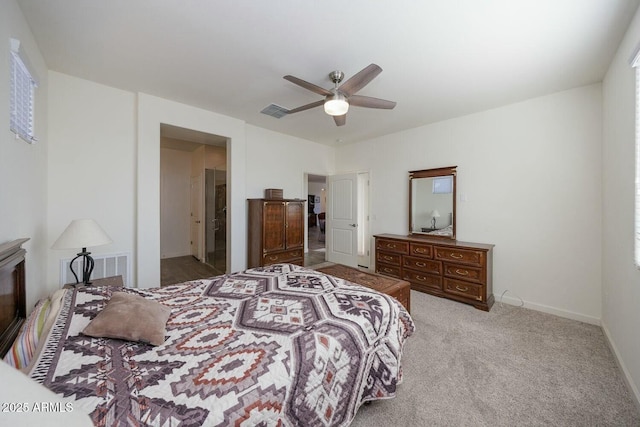 bedroom with carpet and ceiling fan