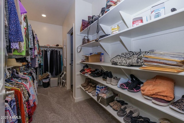 spacious closet with carpet flooring