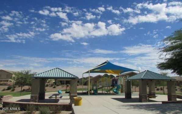 surrounding community with a gazebo and a playground