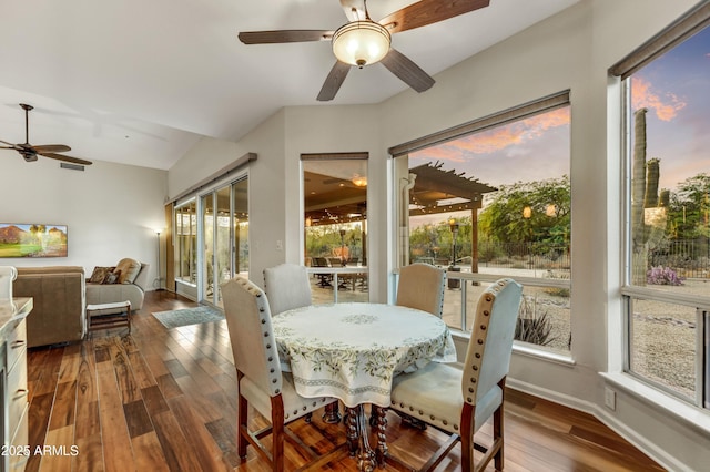 7304 E Bent Tree Dr, Scottsdale, AZ 85266 - dining area featuring a ceiling fan, wood finished floors, and baseboards