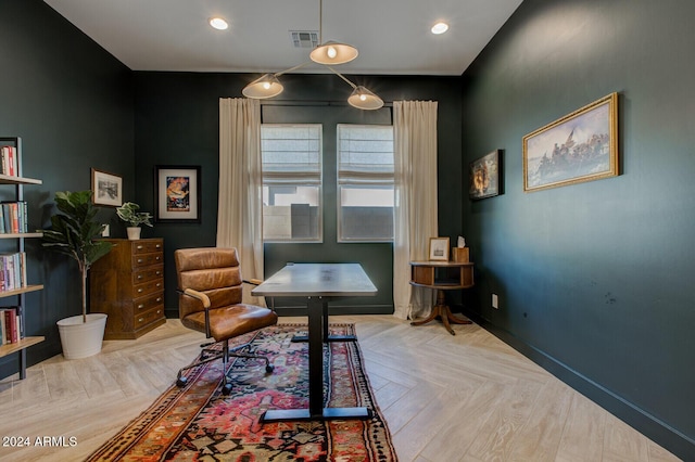 sitting room with parquet floors