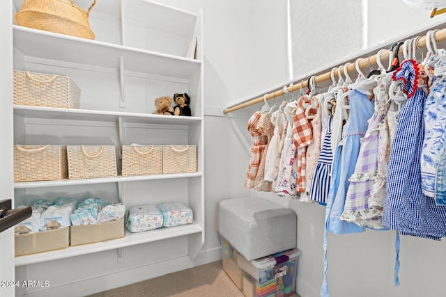 spacious closet featuring carpet floors