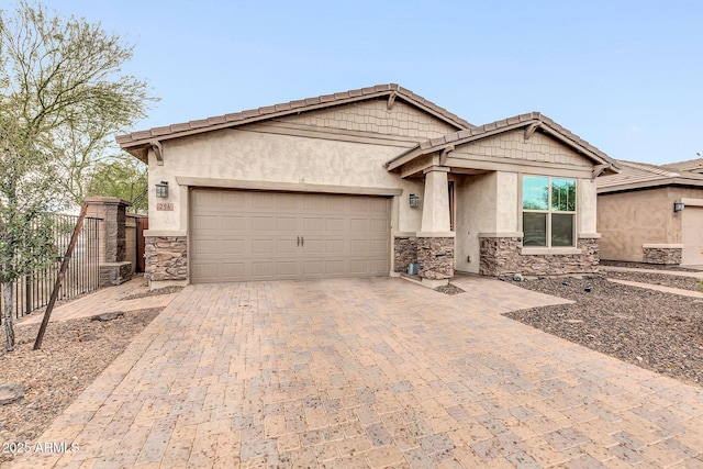 view of front of property with a garage