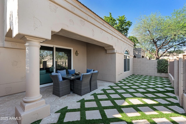 8965 E Maple Dr, Scottsdale, AZ 85255 - fenced backyard with a patio area and outdoor dining space