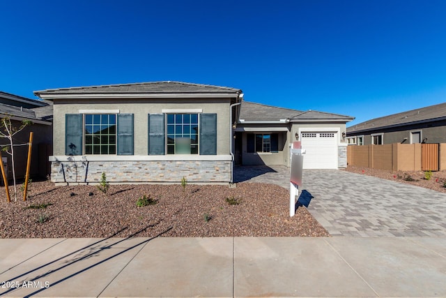 prairie-style house with a garage