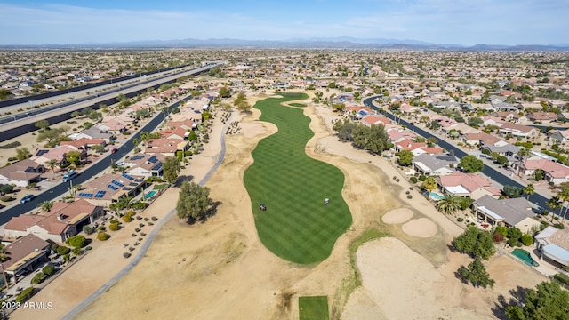 drone / aerial view featuring a mountain view