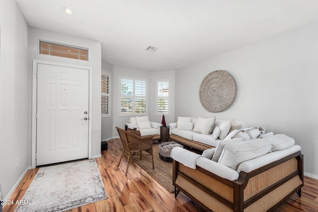 living room with hardwood / wood-style flooring