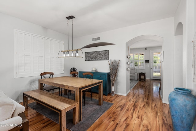 dining room with light wood-type flooring