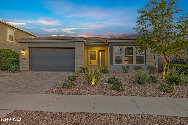 view of front of house with a garage