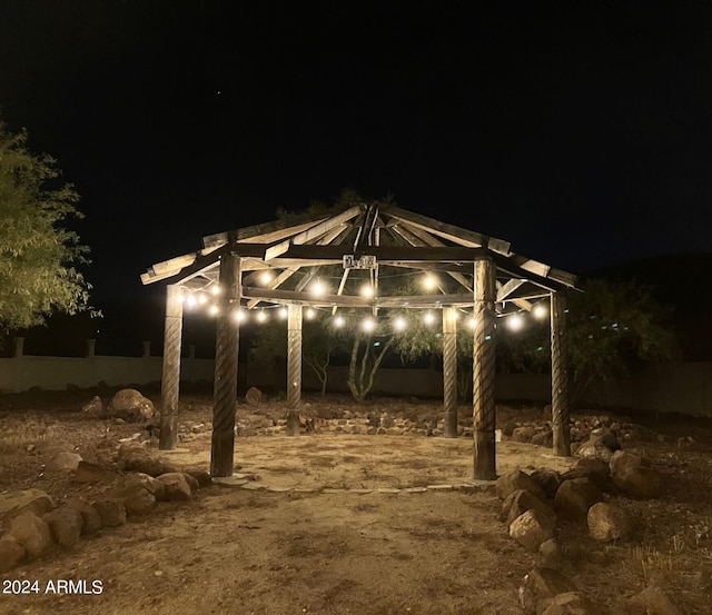 view of front of property with a gazebo