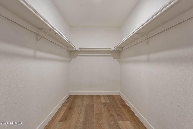 walk in closet with wood-type flooring