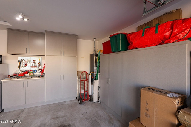 garage with gas water heater