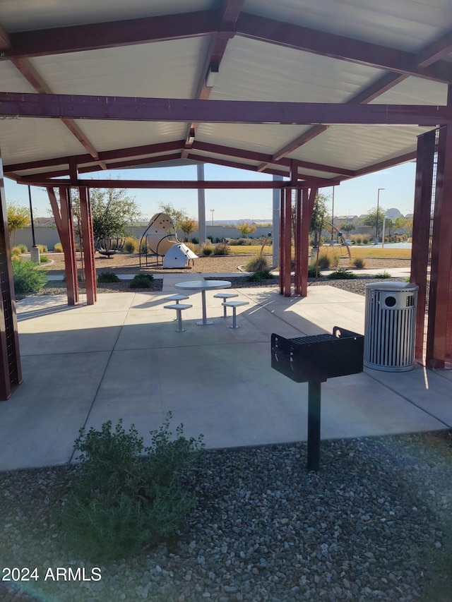 view of patio / terrace featuring a gazebo