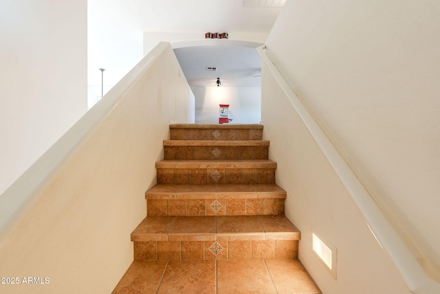 9998 W Prospector Dr, Queen Creek, AZ 85144 - stairway featuring tile patterned floors