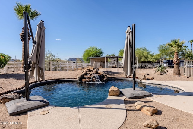 9998 W Prospector Dr, Queen Creek, AZ 85144 - view of swimming pool with a fenced backyard and a patio