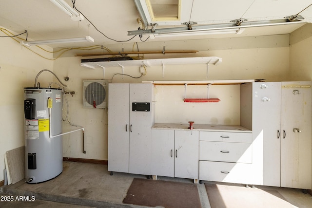 garage featuring water heater