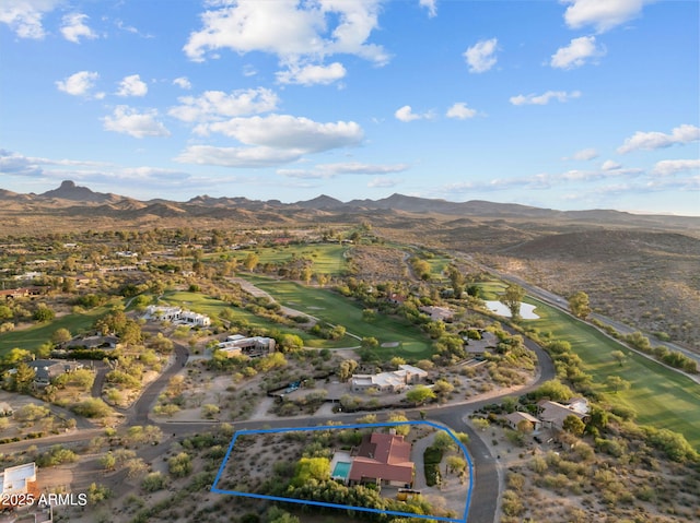 1503 N Thrasher Ln, Wickenburg, AZ 85390 - aerial view of residential area featuring a mountainous background and property boundaries highlighted