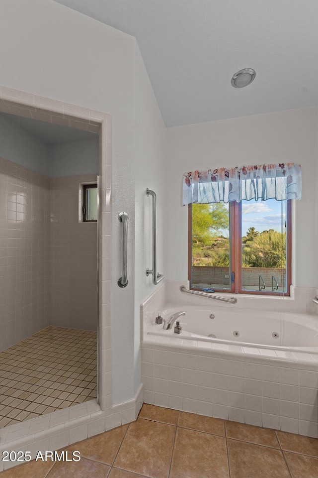 1503 N Thrasher Ln, Wickenburg, AZ 85390 - full bathroom featuring tile patterned flooring, a whirlpool tub, and a stall shower